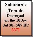 Text Box: SolomonsTempleDestroyedon the 10 Av. Jul 30,  587 BC3371